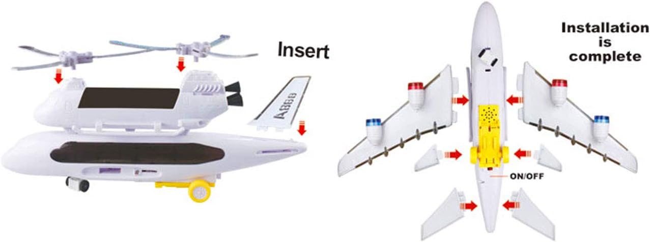 PowerTRC Bump and Go Toy Airplane for Kids with Attachable Rescue Helicopter, Has Flashing 4D Lights and Sound | Police Airplane Model | Self Driving with The Bump and Go Technology