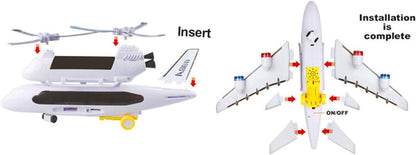 PowerTRC Bump and Go Toy Airplane for Kids with Attachable Rescue Helicopter, Has Flashing 4D Lights and Sound | Police Airplane Model | Self Driving with The Bump and Go Technology