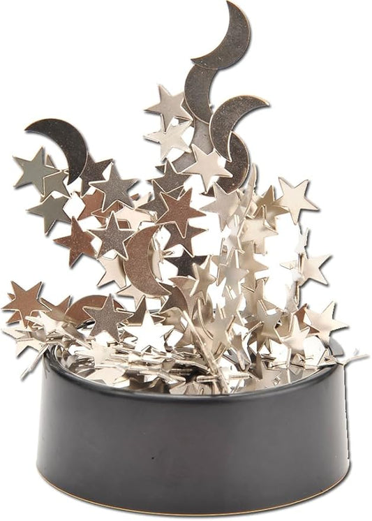 Magnetic Desktop Sculpture (Moons and Stars) | Mini Magnetic Art Decoration for Desktop | Fun Stress Relief Office Gift