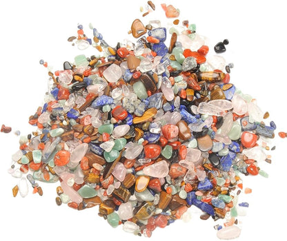 Crystals Gem Stones Decorative Rocks for Vase, Tumbled Turquoise Crystal Chips Bulk Healing Stones Fish Tank Gravel Filler Vase Filler Plants Decor 1 lb