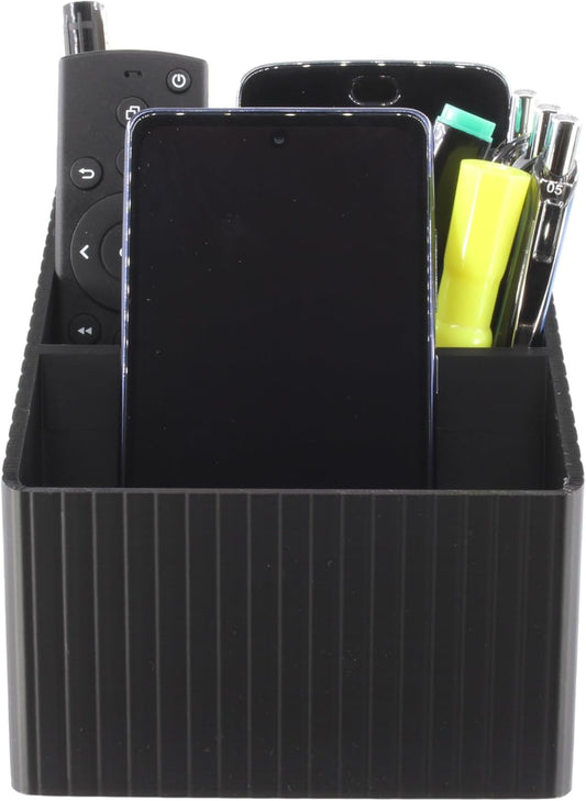 PowerTRC 3D Printed Remote Control Holder – 3-Compartment TV Remote Caddy & Desk Organizer for Living Room, Office, Bedroom – Smooth PLA, Non-Slip Base, No Assembly – Made in USA
