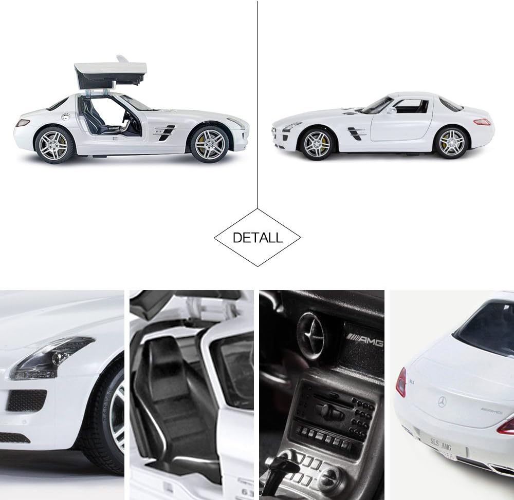 RASTAR Benz Remote Control Car |1:14 RC Mercedes Benz SLS AMG Model Car Toy Car for Kids, Open Doors by Manual - White 2.4GHz