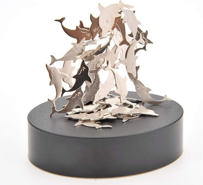 Magnetic Desktop Sculpture (Dolphins) | Mini Magnetic Art Decoration for Desktop | Fun Stress Relief Office Gift