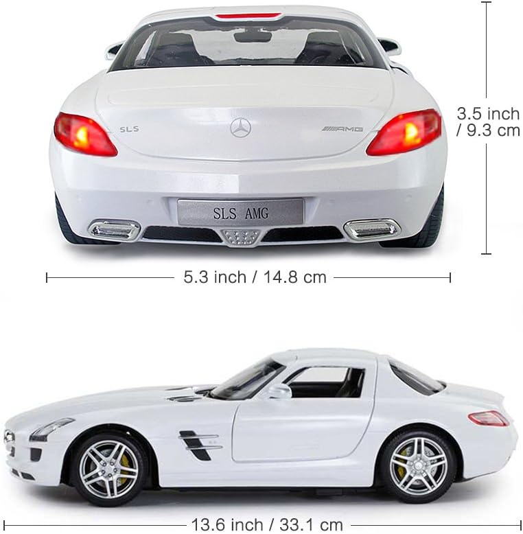 RASTAR Benz Remote Control Car |1:14 RC Mercedes Benz SLS AMG Model Car Toy Car for Kids, Open Doors by Manual - White 2.4GHz
