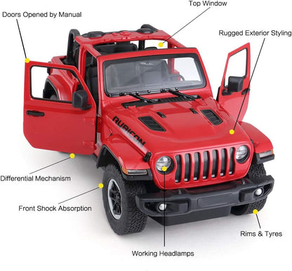 RASTAR Off-Road Remote Control Car, 1:14 Jeep Wrangler JL RC Off-Road Racing Vehicle Toy Car for Kids Adults, Spring Suspension/Door Open, 2.4Ghz RED