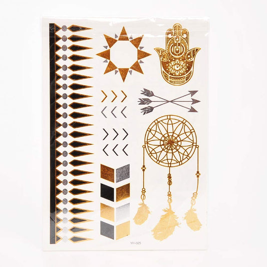 Temporary Tattoos For Girls Teens And Women, Metallic and Gold Color Designs, 100+ Temporary Shiny Waterproof Tattoos, Fake Tattoo That Look Real For Festivals, Music Concerts, And Parties