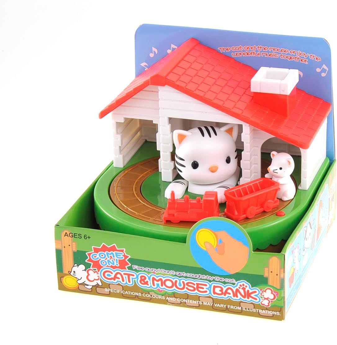Cat & Mouse Coin Bank with Sound for Kids, Cute Money Bank for Boys and Girls, Savings Piggy Bank | Fun Gift for Kids and Adults