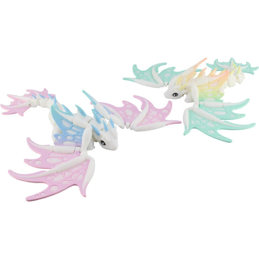 PowerTRC 3D Printed Monarch Dragon 2 Pack – Articulated Moveable Wings, Rainbow Color Dragons, Flexible Fidget Desk Decor Figurines, Unique Color Blend Collectible Dragons for Adults