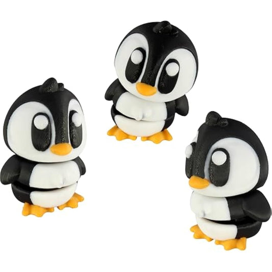 PowerTRC 3D Printed Articulated Penguin Fidget Toy 3 Pack – Flexible Cute Animal Desk Decor, Adult Fidget Collectible – 3D Printed in USA