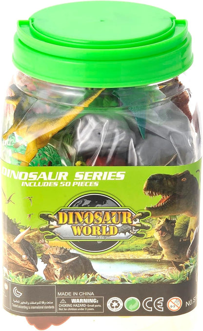 PowerTRC Jurassic Dinosaur Figures Playset with Trees, Rocks, Playmat & Container, Create a Realistic Prehistoric Dino Park, Dinosaur Toys for Kids 3-5, Gift for Boys and Girls 3 4 5 6 7