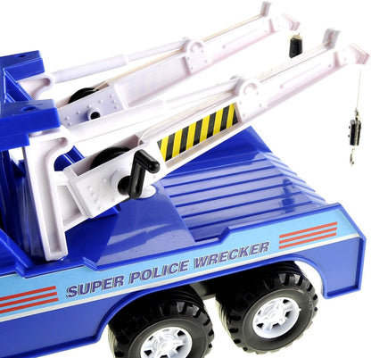 PowerTRC Tow Truck Toy for Kids | 13 inch Push & Go Realistic Friction Powered Police Wrecker with Adjustable Double Hook Christmas Toy Gift for Ages 3 & up (2 Sets)