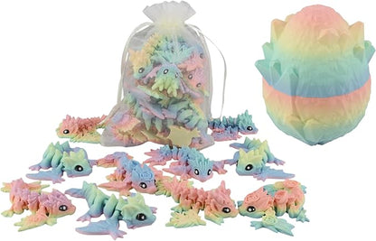 PowerTRC 10 Pack 3D Printed Dragon Baby Wyverns – Matte Rainbow Articulated 3D Printed Dragon Party Favors, Gift Bags & Collectibles