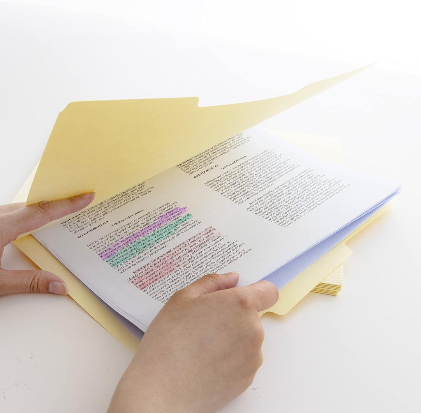 Manila File Folder 1/3 Cut Letter Size, Left Right Center Tabs Positions, for Organizing Filing Document Storage, Total 6-Count