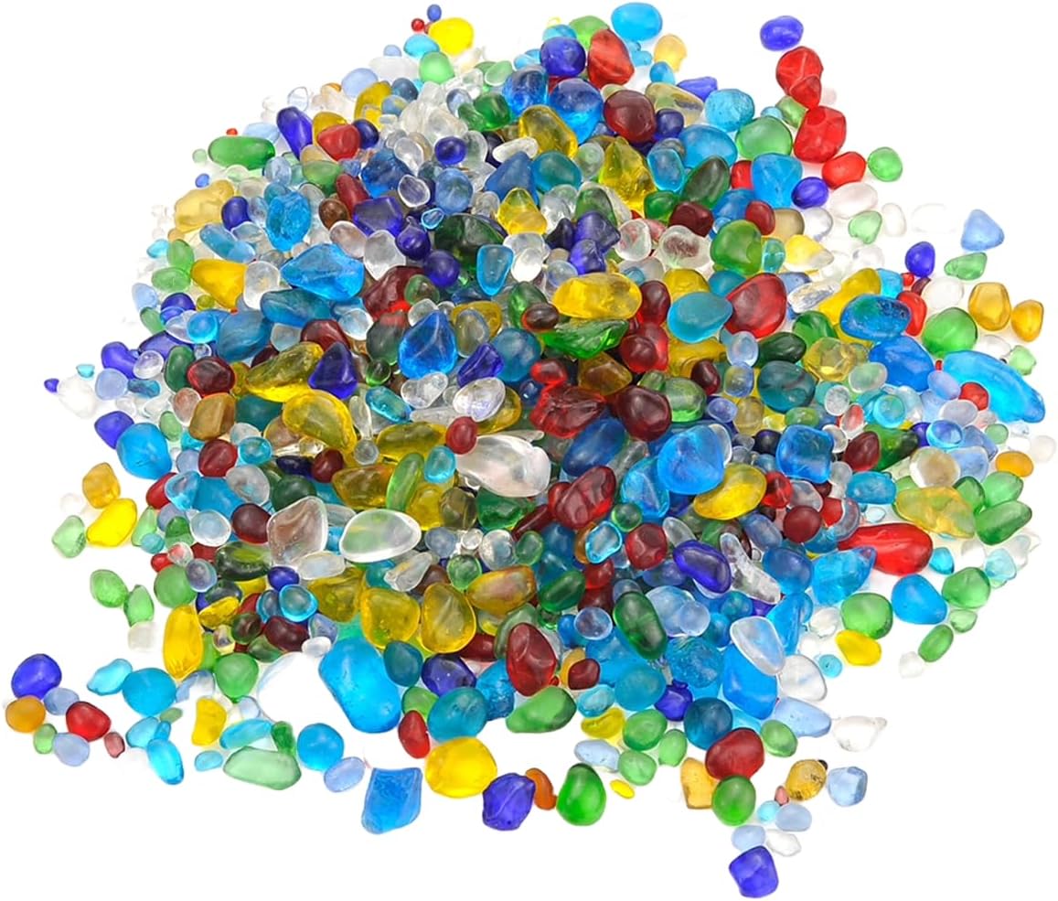 Crystals Gem Stones Decorative Rocks for Vase, Tumbled Turquoise Crystal Chips Bulk Healing Stones Fish Tank Gravel Filler Vase Filler Plants Decor 1 lb