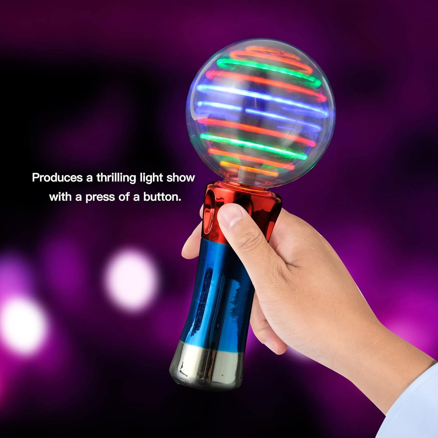 Light Up Magic Wand Toy for Kids, Spinning and Flashing LED Wand Light Show, Fun Gift, Party Favors, Classroom Rewards Or Birthday Parties, Autism Sensory Toys