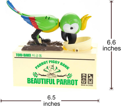 Parrot Coin Bank for Kids, Cute Money Bank for Boys and Girls, Savings Piggy Bank | Fun Gift for Kids and Adults