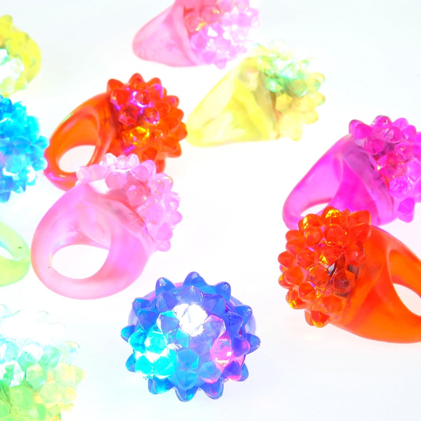 PowerTRC Flashing LED Light Up Jelly Rubber Rings Finger Toys for Kids