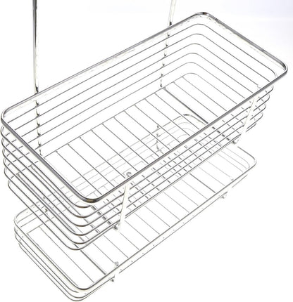 Chrome Storage with Two Shelves, Kitchen Organizer Basket, Over The Cabinet Rack