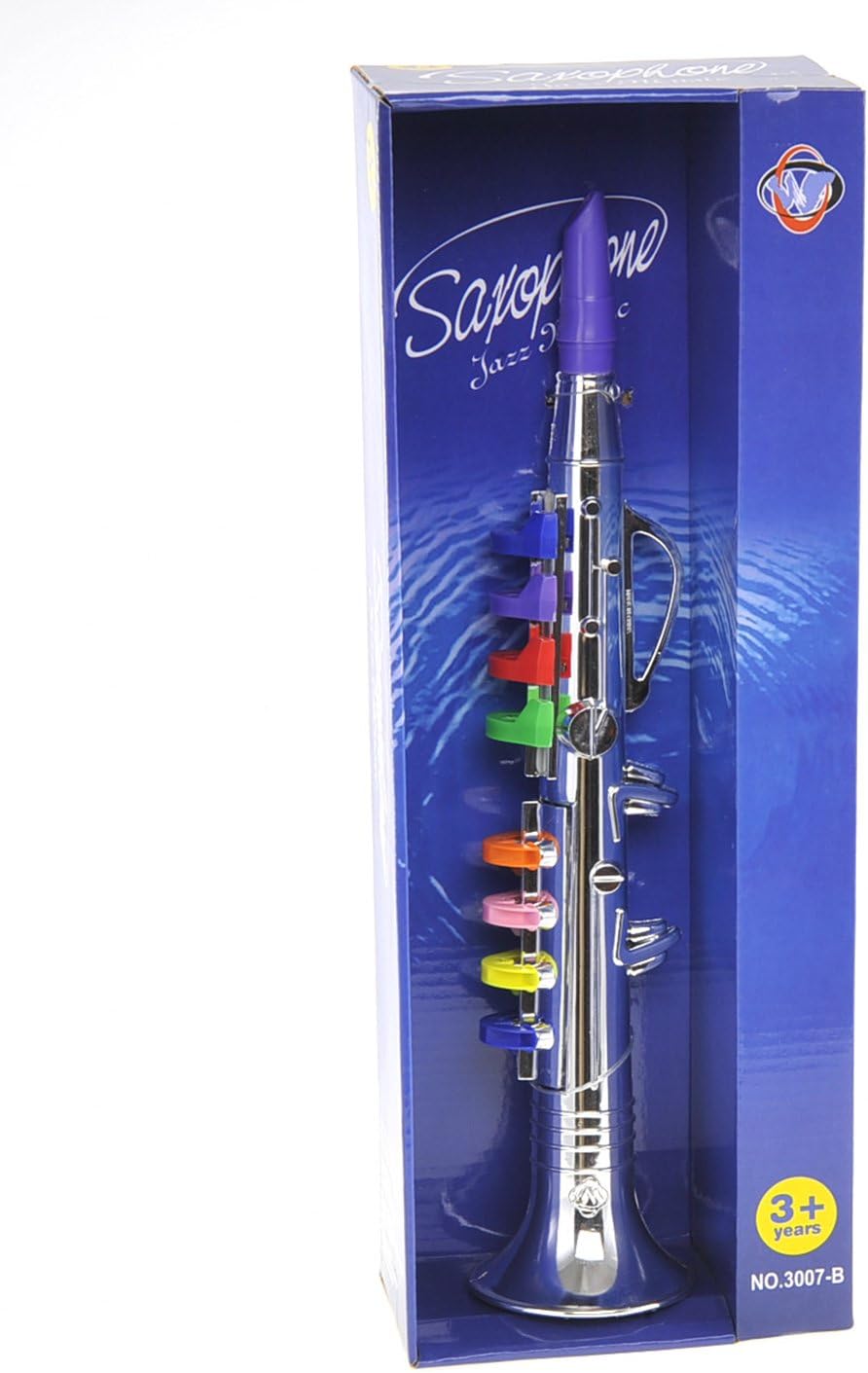 Kids Clarinet Music Toy | Wind Musical Instrument | 8 Colored Keys | Toddlers | Learning Clarinet | Metallic Silver