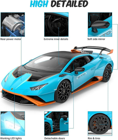 PowerTRC Official Licensed RC Lamborghini Car R/C 1/14 Lamborghini Huracan STO Model Car 2.4 GHZ Blue Lamborghini Toy Car Remote Control Car for Boys 8-12 Hobby RC Cars
