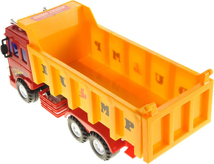 PowerTRC 15" Push & Go Dump Truck Toy | Realistic Friction Powered Dump Construction Truck for Kids Ages 3 Up