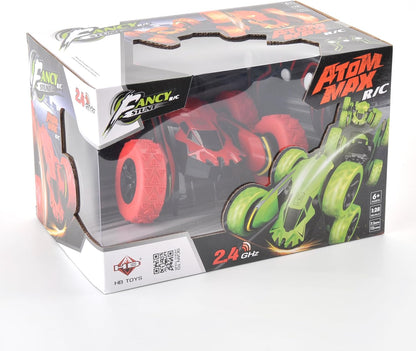 PowerTRC RC Stunt Car Remote Control Car 360° Rotating 4WD Double-Sided Flips Car Toy for Boys Girls Birthday Gift Red