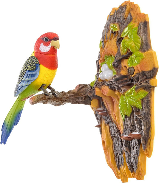 Wall Decor Dancing Bird with Noise Sensor, Sound Activated Chirping Bird, Realistic Nature Decoration