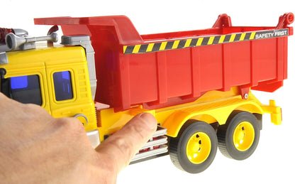 Push & Go Friction Powered Dump Truck Toy with Light and Sound | Realistic Play Tipper Truck Toy Gift for Boys and Girls