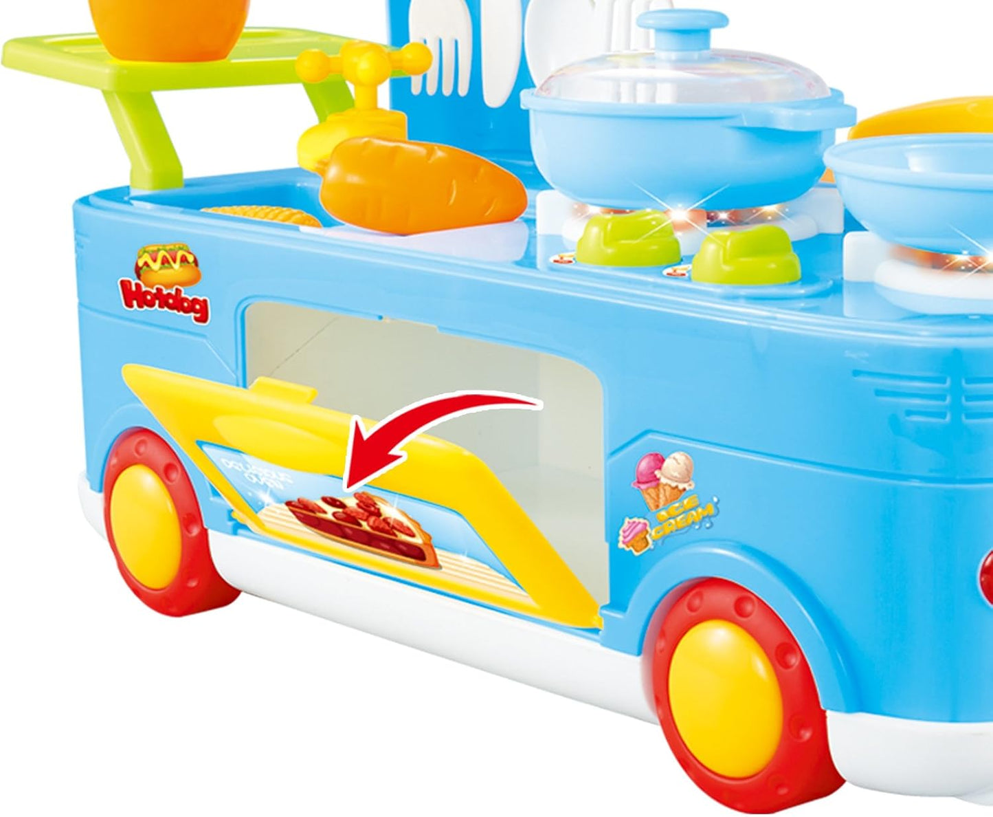 Fast Food Bus Kitchen Play Set | Pretend Play Foods | Pretend Foods | (Blue)