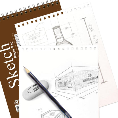 Sketch Pad 50 Sheet 6" X 8", Top Bound Spiral Sketchbook Drawing Pads, Sketching Paper Coloring Book for Artist School, 1-Pack