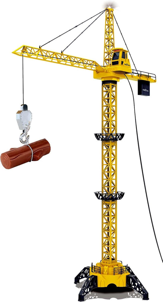 PowerTRC RC 50 inches Tall Wired Crawler Crane  Remote Control Construction Toy with Tower Lights & Adjustable Heigh for Kids