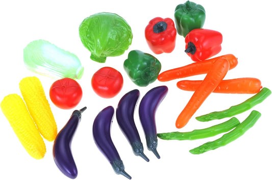 20 Pcs Play Vegetables Playset, Colorful Life-Size Pretend Play Toy for Kitchen, Farmer’s Market Grocery Play Plastic Food Toy for Toddlers Kids