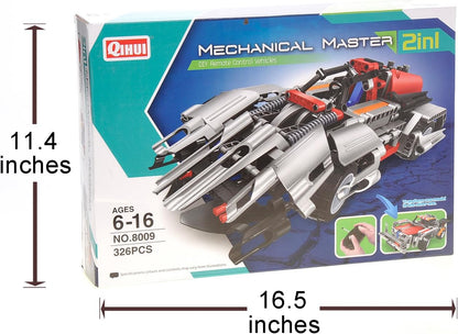 STEM Building Remote Control Car Toys for Kids | 2in1 DIY Building RC Rechargable Battery Car Kit | 326 Pcs Engineering Project Birthday Gift Idea for Boys Girls Ages 6 7 8 9 10 11 12+