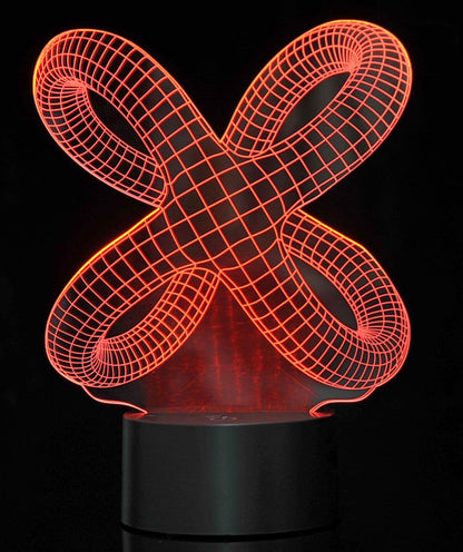 PowerTRC 3D LED Optical Illusion Crisscross Rings Night Light Multi-Colored USB Powered