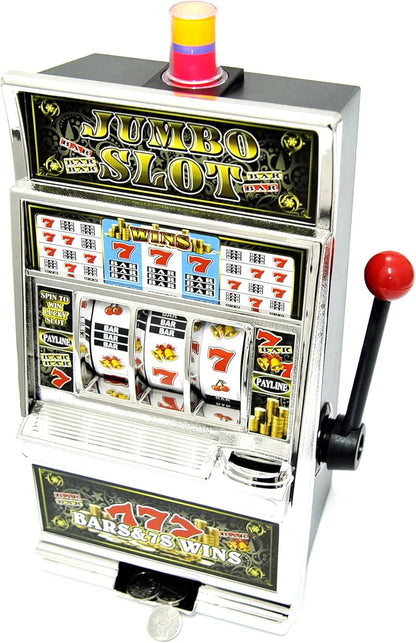 Jumbo Slot Machine Coin Bank | Casino Toy Slots Piggy Bank | Flashing Lights and Jackpot Sounds