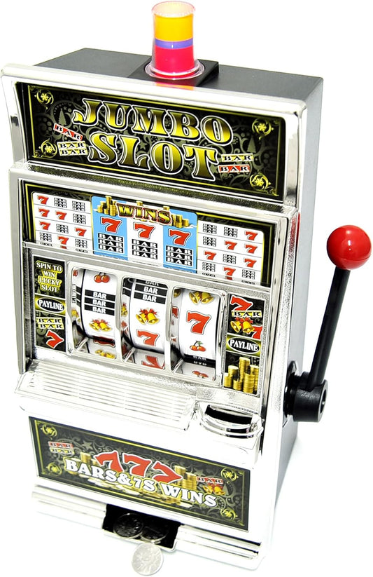 Jumbo Slot Machine Coin Bank | Casino Toy Slots Piggy Bank | Flashing Lights and Jackpot Sounds