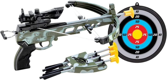 Deluxe Military Action Crossbow Toy | Kids Target Archery Crossbow with Scope and Arrow Toy