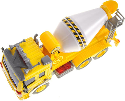 Push & Go Friction Powered Cement Truck Toy with Light and Sound | Realistic Play Mixer Construction Tanker Truck Toy Gift for Boys and Girls