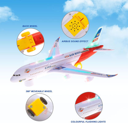 Kids Airplane Toys, Bump & Go Action Toddler Toy Airplane with LED Flashing Light, Music, Airplane Sound, Great Gift for Boys Girls Ages 3-12