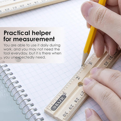 Wooden Ruler 12" (30cm), Singel Metal Edge, Inches Centimeter Metric Measuring Drafting Rulers, for Students School Supplies (3/Pack), 1-Pack