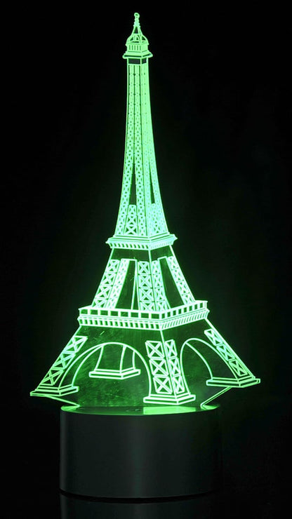 3D LED Night Light Optical Illusion Eiffel Tower, Desk Table Lamp Color Change Multi Effects Functions | 7 Colors USB Powered Birthday & Party Gift
