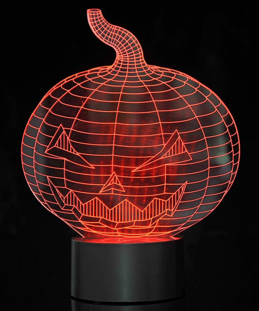 3D LED Night Light Optical Illusion Jack-O'-Lantern Pumpkin, Desk Table Lamp Color Change Multi Effects Functions | 7 Colors USB Powered Birthday & Party Gift