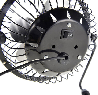 Mini USB Table Desk Personal Fan (Metal Design, Quiet Operation 3.9' USB Cable, High Compatibility)
