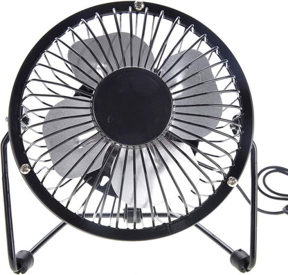 Mini USB Table Desk Personal Fan (Metal Design, Quiet Operation 3.9' USB Cable, High Compatibility)
