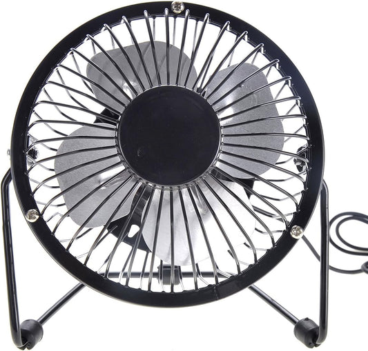 Mini USB Table Desk Personal Fan (Metal Design, Quiet Operation 3.9' USB Cable, High Compatibility)