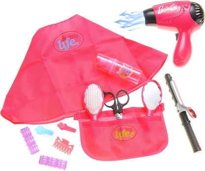 Girls Beauty Salon Set, Pretend Hair Salon Set for Girls, Girl Hairdresser Kit, Pretend Hair Styling Tools, Toddler Hair Dryer Play Set Pink