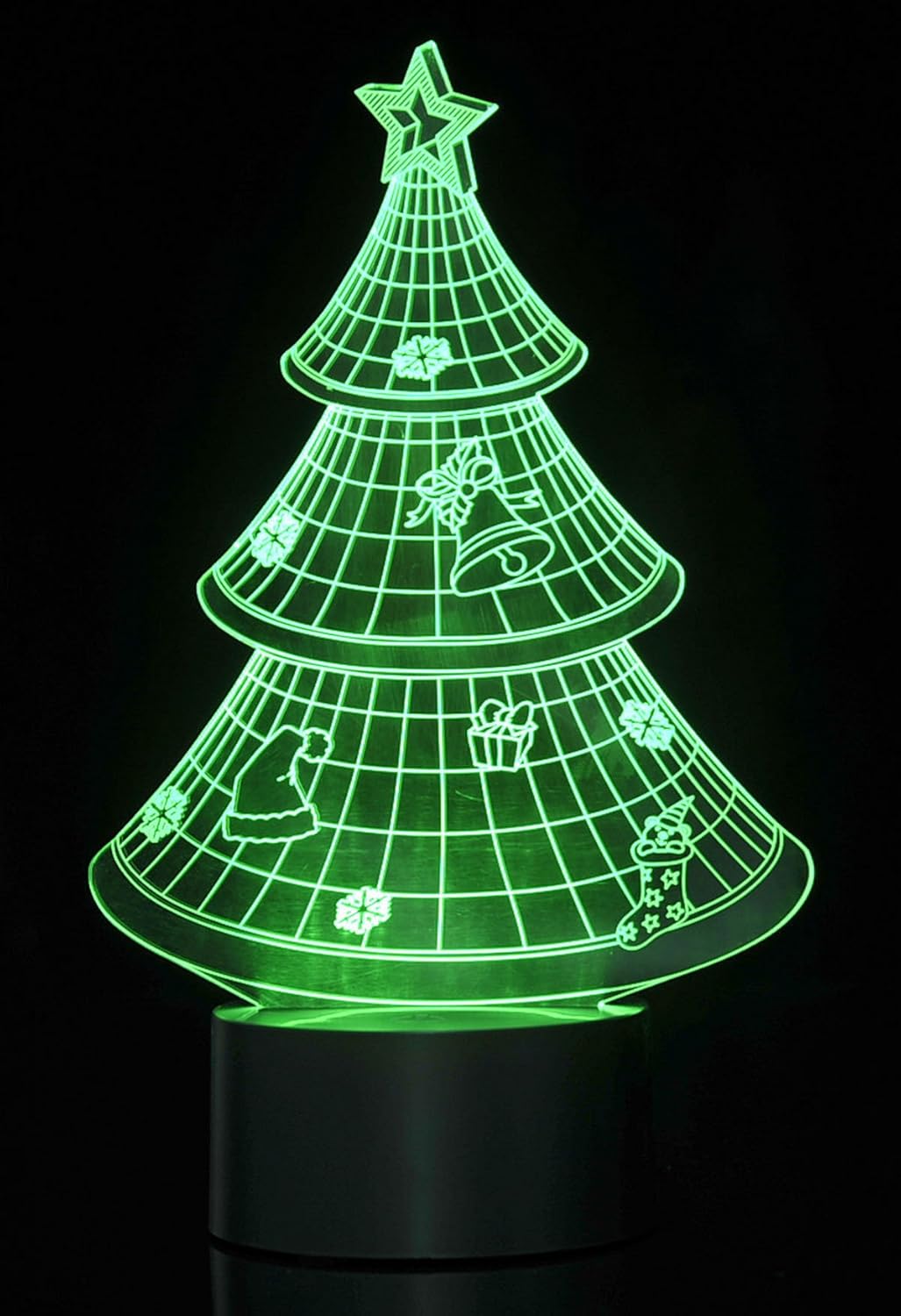 3D LED Night Light Optical Illusion Christmas Tree, Desk Table Lamp Color Change Multi Effects Functions | 7 Colors USB Powered Birthday & Party Gift