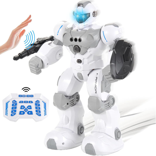 PowerTRC Remote Control Robot Toy for Kids | Rechargeable Smart Programmable RC Robot with 2.4Ghz Gesture Sensing | Great Gift for Boys, Girls Ages 6 7 8 9 10+