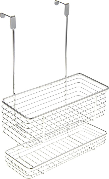 Chrome Storage with Two Shelves, Kitchen Organizer Basket, Over The Cabinet Rack