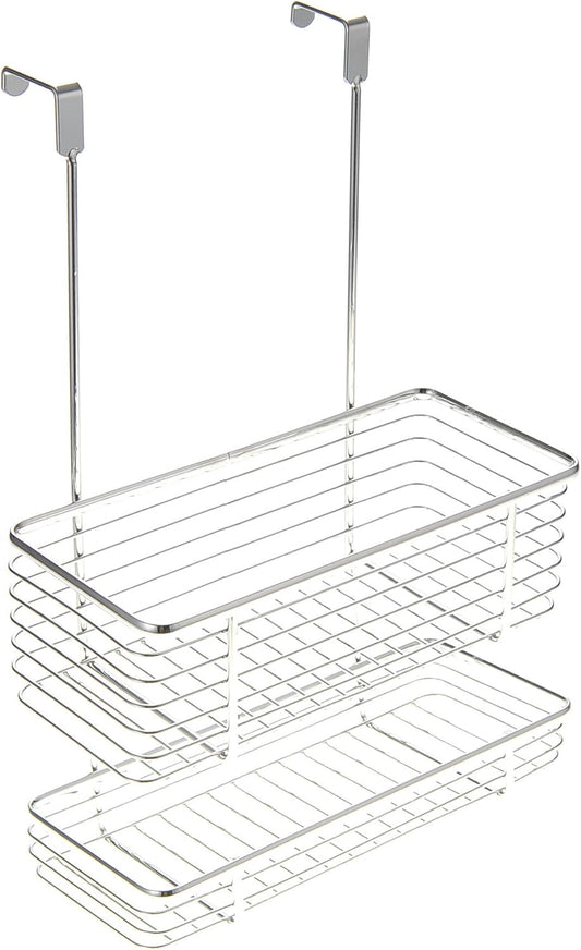 Chrome Storage with Two Shelves, Kitchen Organizer Basket, Over The Cabinet Rack